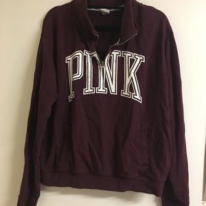 Victoria’s Secret Pink 1/4 Zip Maroon Sweatshirt